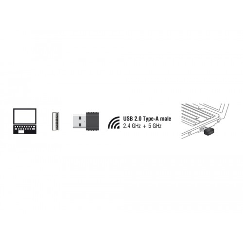 Delock USB 2.0 Dual Band WLAN ac/a/b/g/n Nano Stick 433 + 150 Mbps