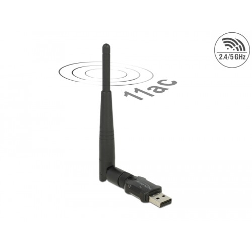 Delock USB 2.0 Dual Band WLAN ac/a/b/g/n Stick 433 + 150 Mbps with external Antenna