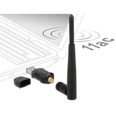 Delock USB 2.0 Dual Band WLAN ac/a/b/g/n Stick 433 + 150 Mbps with external Antenna 2