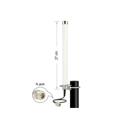 Delock LTE / GSM / UMTS Antenna N jack 2 - 6,5 dBi 27 cm omnidirectional fixed pole mount white outdoor