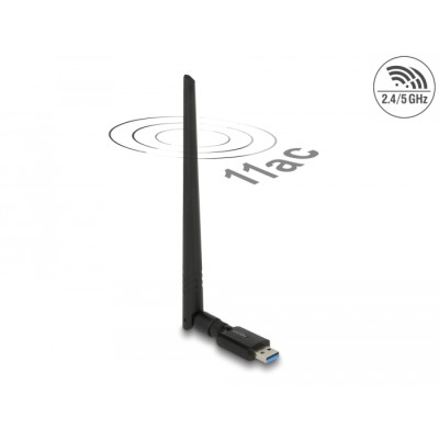 Delock USB 3.0 Dual Band WLAN ac/a/b/g/n Stick 867 + 300 Mbps with external antenna