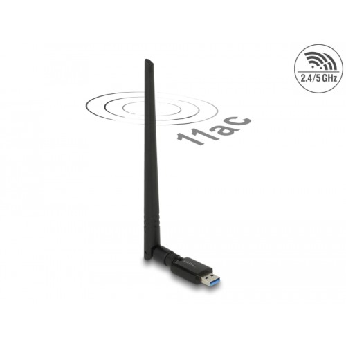 Delock USB Dualband WLAN ac/a/b/g/n Stick 867 + 300 Mbps mit externer Antenne