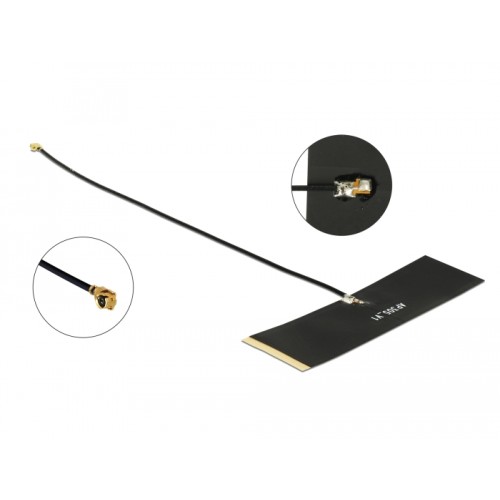 Delock TETRA 430 - 470 MHz Antenna MHF® I plug 0 dBi 1.13 15 cm black self adhesive
