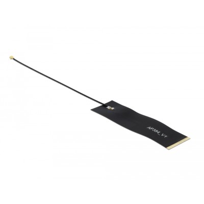 Delock LoRa Antenna 863 - 928 MHz I-PEX Inc., MHF® I plug 1.68 dBi 15 cm 1.13 FPC black self adhesive 2
