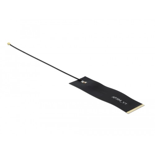 Delock LoRa Antenna 863 - 928 MHz I-PEX Inc., MHF® I plug 1.68 dBi 15 cm 1.13 FPC black self adhesive