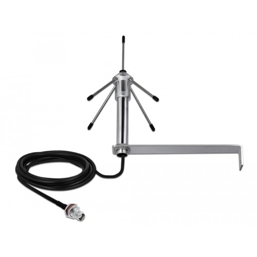 Delock LPWAN 868 MHz Antenna TNC jack 3 dBi omnidirectional fixed with connection cable RG-58 C/U 3 m wall mounting outdoor silv