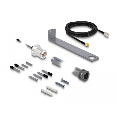 Delock 433 MHz Antenna SMA plug 3 dBi omnidirectional fixed with connection cable RG-58 C/U 3 m wall mounting outdoor silver 2