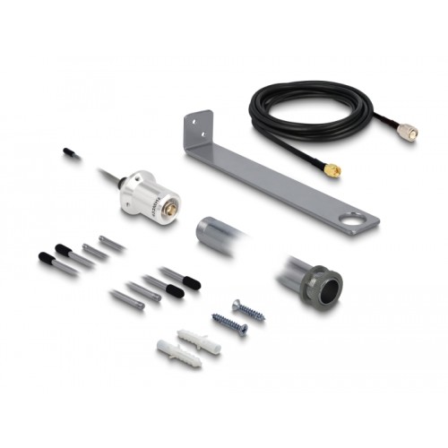 Delock 433 MHz Antenna SMA plug 3 dBi omnidirectional fixed with connection cable RG-58 C/U 3 m wall mounting outdoor silver