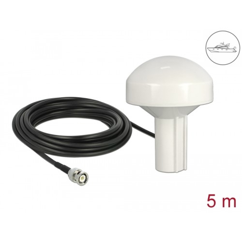 Navilock GNSS GALILEO GPS QZSS Marine Antenna 1575 MHz BNC male 28 dBi directional with connection cable RG-58 U 5 m outdoor whi