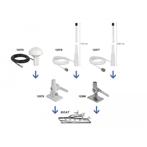 Delock Base for marine radio antenna with tilt joint ABS