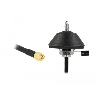 Delock LTE Antenna SMA plug 5 - 7 dBi fixed omnidirectional with mounting base and connection cable RG-58 3 m wall mount outdoor 2