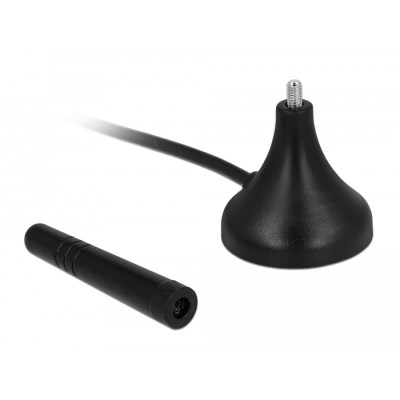 Delock LTE Antenna SMA plug 1 - 2 dBi fixed omnidirectional with magnetic base and connection cable RG-174 A/U 3 m outdoor black 2