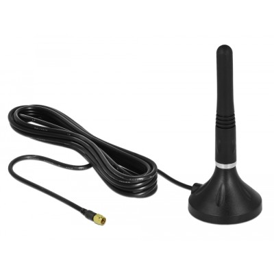 Delock LTE Antenna SMA plug 2 - 3 dBi 11 cm fixed omnidirectional with magnetic base and connection cable RG-174 A/U 3 m outdoor