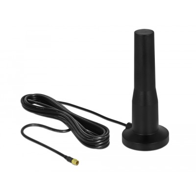 Delock LTE Antenna SMA plug 3 - 5 dBi 12 cm fixed omnidirectional with magnetic base and connection cable RG-174 A/U 3 m outdoor