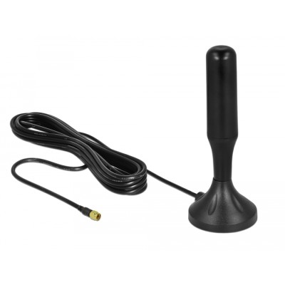 Delock LTE Antenna SMA plug 3 - 5 dBi 12.4 cm fixed omnidirectional with magnetic base and connection cable RG-174 A/U 3 m outdo