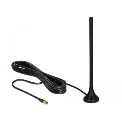 Delock LTE Antenna SMA plug 3 - 5 dBi 12.5 cm fixed omnidirectional with magnetic base and connection cable RG-174 A/U 3 m outdo