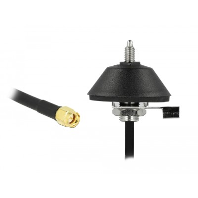 Delock Antenna base M6 with connection cable RG-58 C/U 3 m SMA plug black
