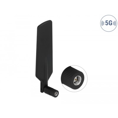 Delock 5G LTE Antenna SMA plug -1 - 3 dBi omnidirectional rotatable with tilt joint black