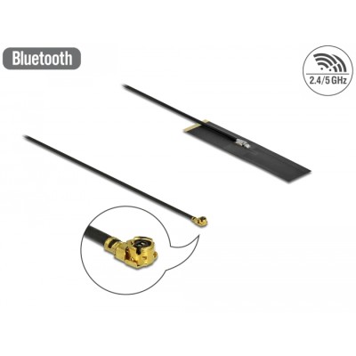 Delock Dualband WLAN ac/ax/a/b/g/n Antenna MHF® I plug 1.7 - 4.7 dBi PIFA FPC omnidirectional