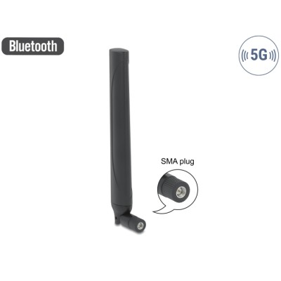 Delock 5G LTE Antenna SMA plug -0.5 - 2.3 dBi omnidirectional with tilt joint black