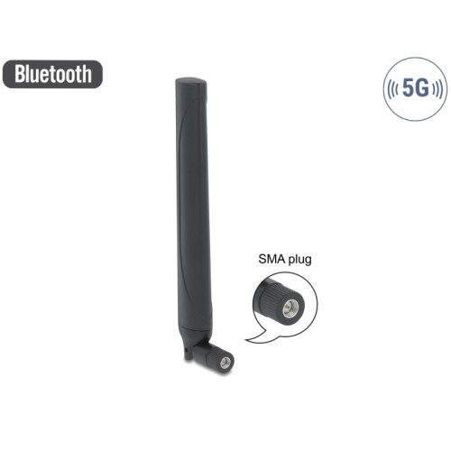 Delock 5G LTE Antenna SMA plug -0.5 - 2.3 dBi omnidirectional with tilt joint black