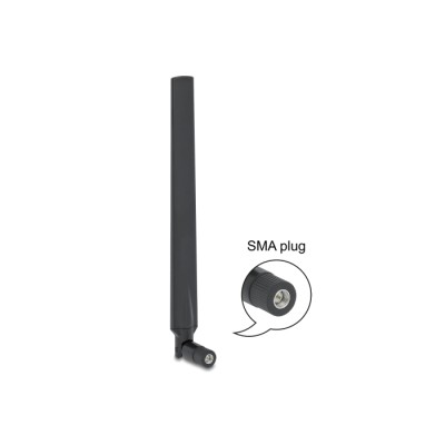 Delock LTE Antenna SMA plug 1.9 - 2.3 dBi omnidirectional with tilt joint black