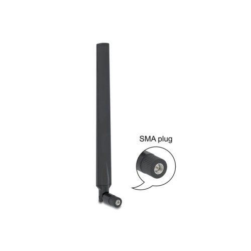 Delock LTE Antenna SMA plug 1.9 - 2.3 dBi omnidirectional with tilt joint black