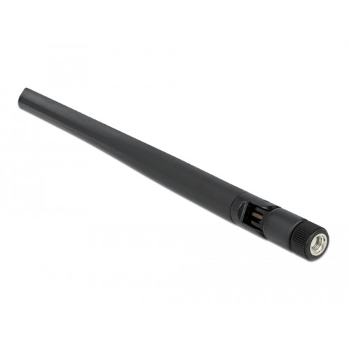 Delock WLAN 802.11 ac/ax/a Antenna RP-SMA plug 5 dBi 20 cm omnidirectional with tilt joint and flexible material black