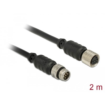 Delock M8 sensor / actuator extension cable M8 6 Pin male to M8 6 Pin female waterproof 2 m