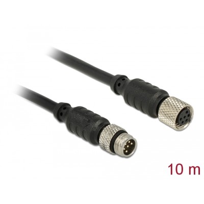 Delock M8 sensor / actuator extension cable M8 6 Pin male to M8 6 Pin female waterproof 10 m