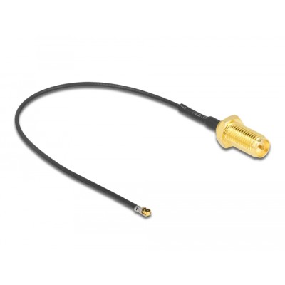 Delock Antenna Cable RP-SMA jack bulkhead to MHF® 4L LK plug 1.37 10 cm thread length 10 mm 2