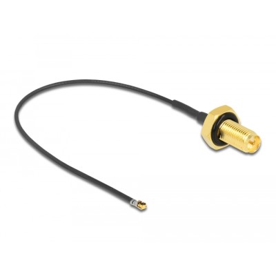 Delock Antenna Cable RP-SMA jack bulkhead to MHF® 4L LK plug 1.37 10 cm thread length 10 mm splash proof 2