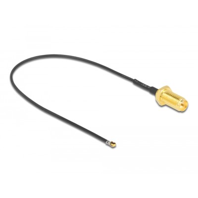 Delock Antenna Cable RP-SMA jack bulkhead to MHF® 4L LK plug 1.37 20 cm thread length 10 mm 2