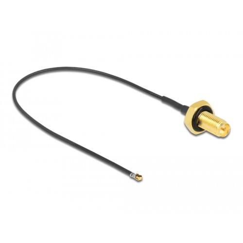 Delock Antenna Cable RP-SMA jack bulkhead to MHF® 4L LK plug 1.37 20 cm thread length 10 mm splash proof
