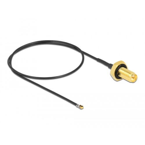Delock Antenna Cable RP-SMA jack bulkhead to MHF® 4L LK plug 1.37 35 cm thread length 10 mm splash proof