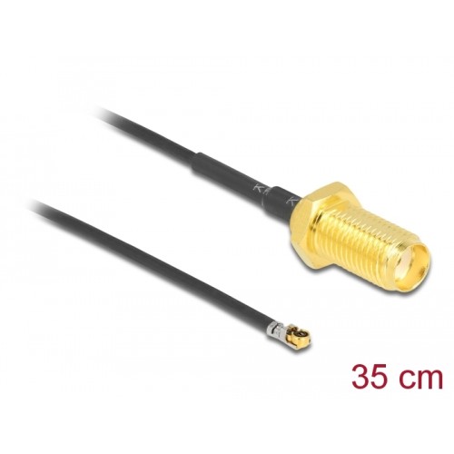 Delock Antenna Cable SMA jack bulkhead to I-PEX Inc., MHF® 4L LK plug 1.37 35 cm thread length 10 mm