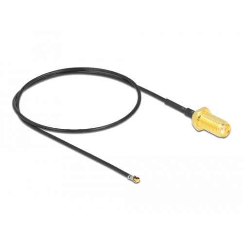 Delock Antenna Cable SMA jack bulkhead to I-PEX Inc., MHF® 4L LK plug 1.37 35 cm thread length 10 mm