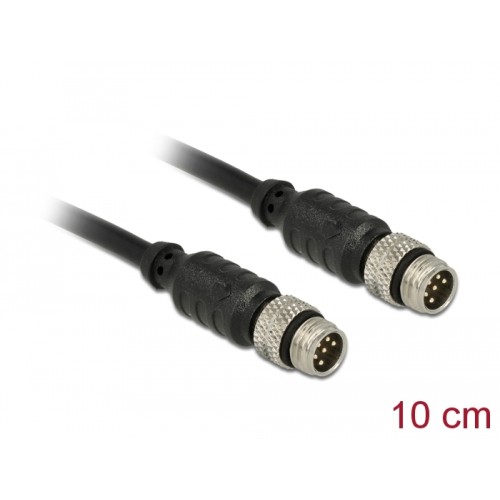 Delock M8 sensor / actuator extension cable 6 Pin Male to 6 Pin Male waterproof 10 cm