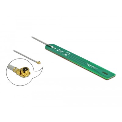 Delock LPWAN Antenna 880 - 960 MHz I-PEX Inc., MHF® I plug 2 dBi 1.13 7.5 cm PCB internal self-adhesive