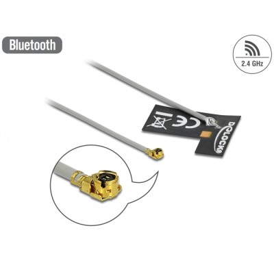 Delock WLAN 802.11 b/g/n Antenna I-PEX Inc., MHF® I plug 2 dBi 1.13 10 cm FPC internal self-adhesive