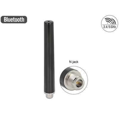Delock Dual Band WLAN WiFi 6 Antenna N jack 4 - 6 dBi 16.55 cm omnidirectional fixed outdoor black