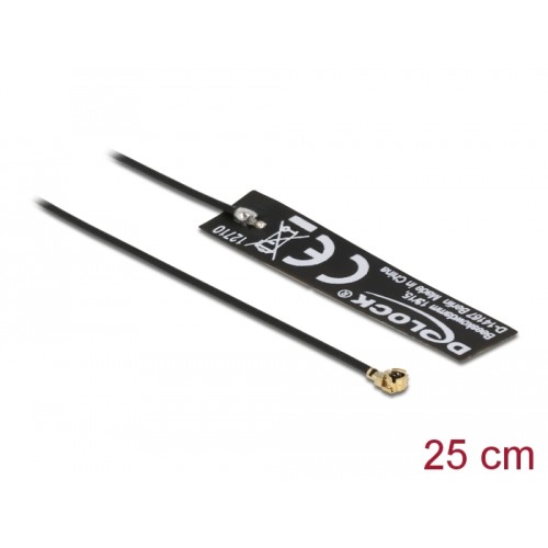 Delock GNSS BEIDOU GALILEO GLONASS GPS L1 L2 L5 Antenna I-PEX Inc., MHF® I compatible plug 0 - 2 dBi omnidirectional FPC