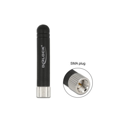 Delock ISM 433 MHz Antenna SMA plug -0.5 dBi omnidirectional flexible black
