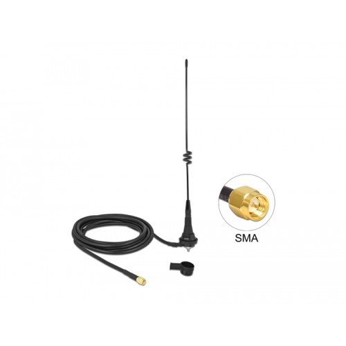 Delock LPWAN 868 MHz Antenna SMA plug 4.5 dBi fixed omnidirectional with connection cable RG-58 C/U 2.5 m outdoor black