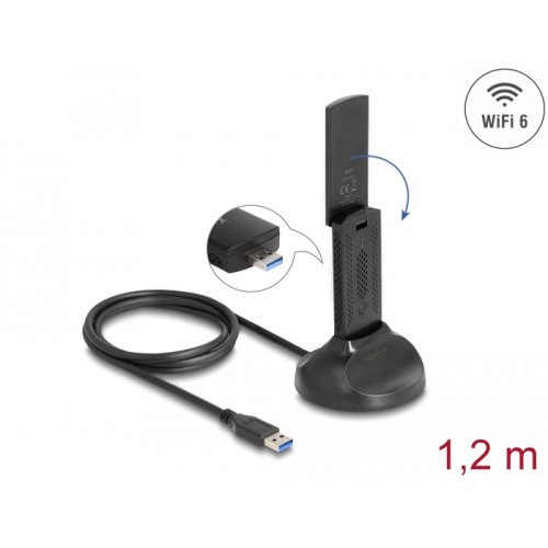 Delock Wi-Fi 6 Dual Band WLAN USB Adapter AX1800 (1201 + 574 Mbps)