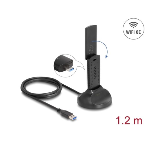 Delock Wi-Fi 6E Dual Band WLAN USB Adapter AX5400 (2 x 2402 + 574 Mbps)