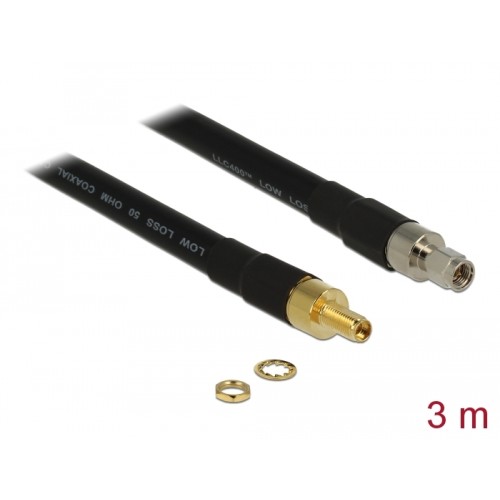 Delock Antenna Cable SMA plug > SMA jack CFD400 LLC400 3 m low loss