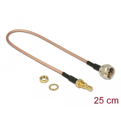 Delock Antenna cable F plug > SMB jack Bulkhead RG-316 25 cm