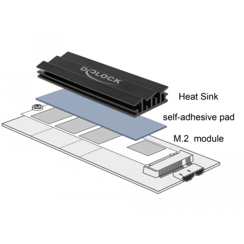 Delock Heat Sink 70 mm for M.2 module black