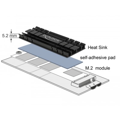 Delock Heat Sink flat 70 mm for M.2 module black 2